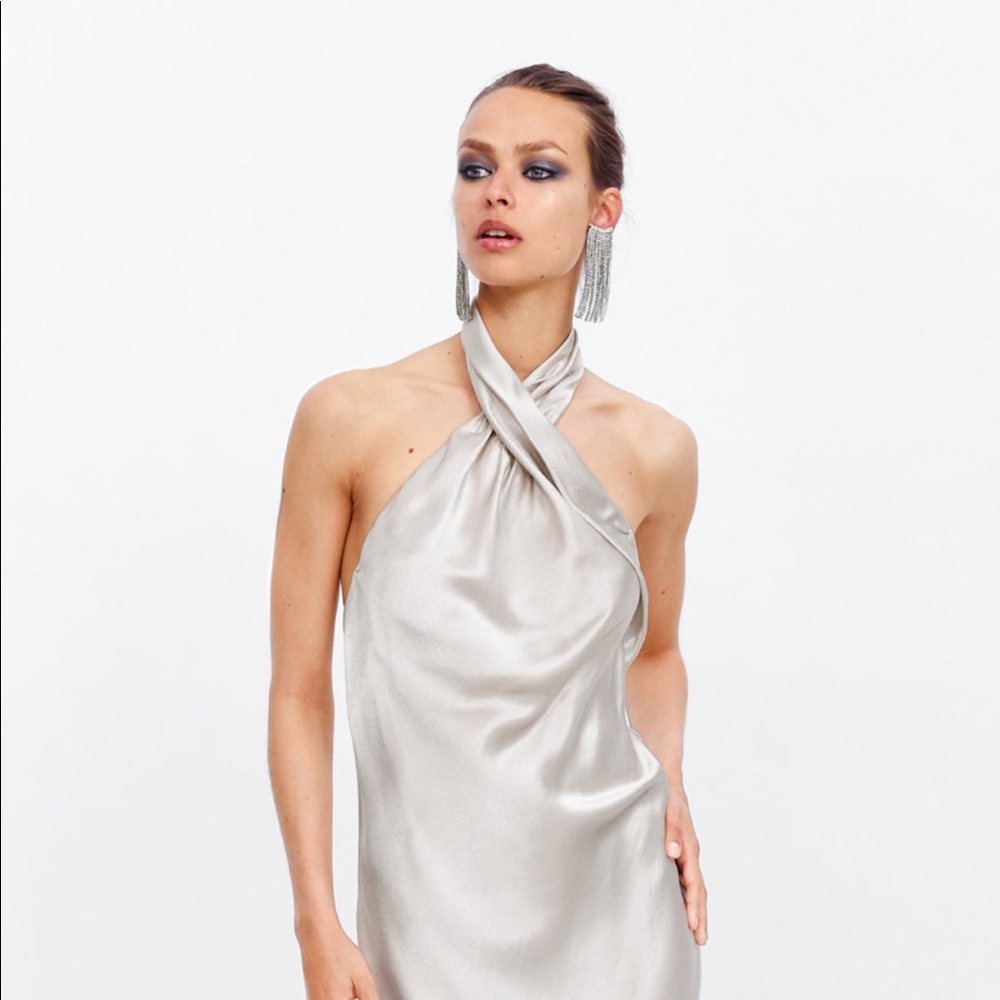 Zara Limited Edition Silver Halter Top Dress